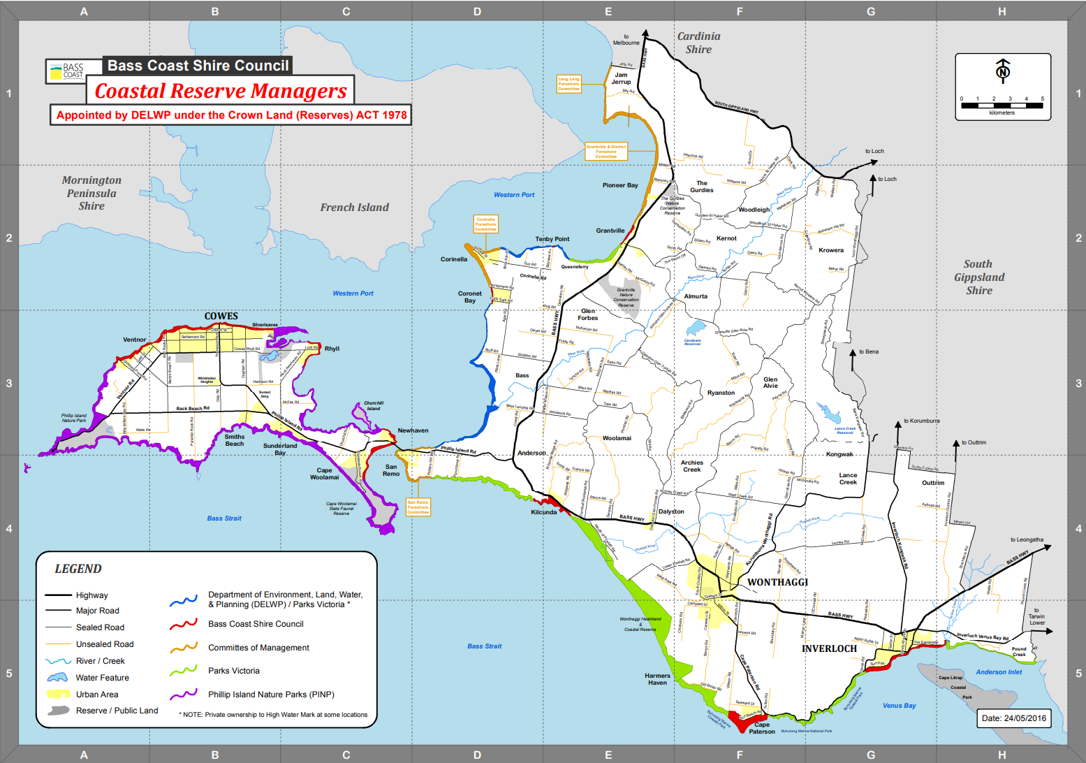 Map showing Land Managers in Bass Coast