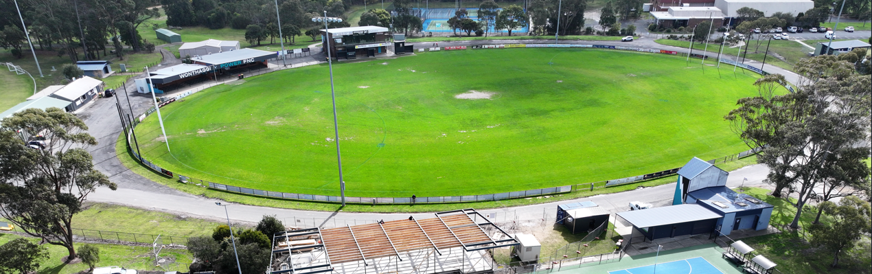Aerial view of degraded oval