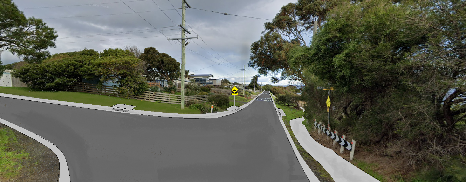 ​Image depicts example of upgrade including road sealing, underground drainage, footpath and traffic calming